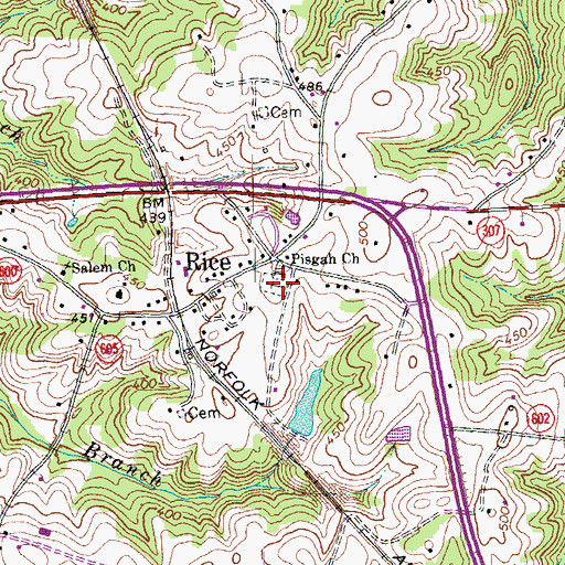 Topographic Map of Pisgah Cemetery, VA