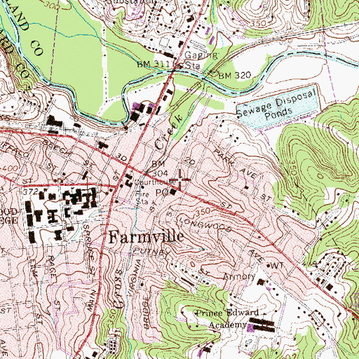 Topographic Map of Prince Edward County Jail, VA