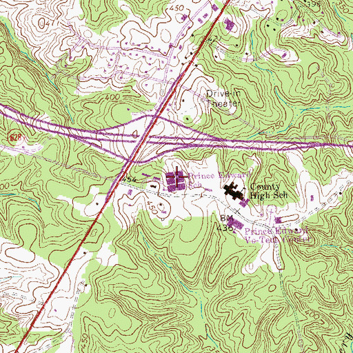 Topographic Map of Prince Edward County Elementary School, VA