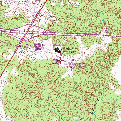 Topographic Map of Prince Edward County Career Technical Educational Center, VA