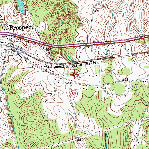 Topographic Map of Prospect Methodist Church, VA