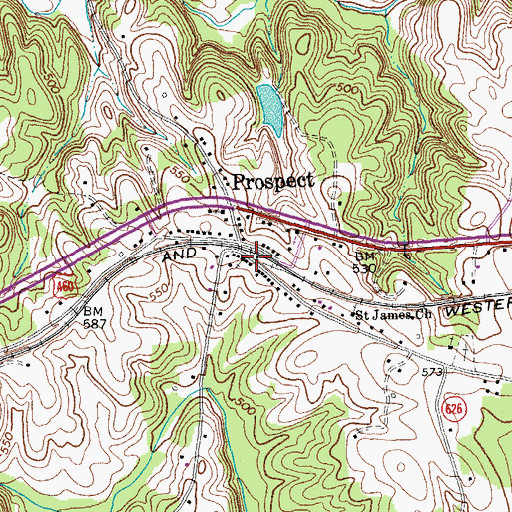 Topographic Map of Prospect Post Office, VA