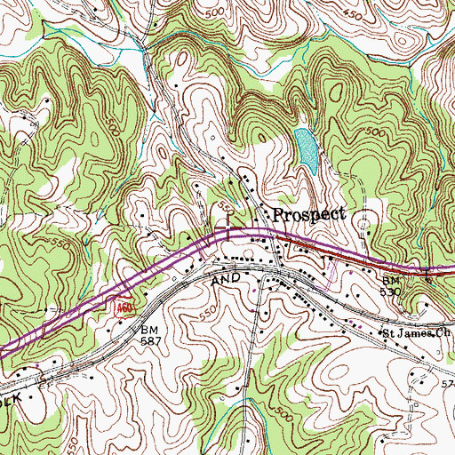 Topographic Map of Prospect School (historical), VA