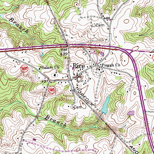 Topographic Map of Rice Post Office, VA