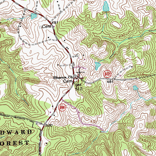 Topographic Map of Sharon Cemetery, VA