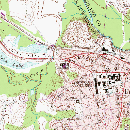 Topographic Map of Centra Southside Community Hospital, VA