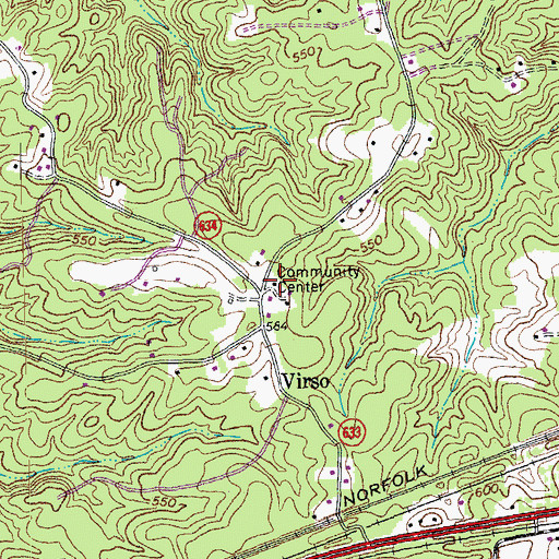Topographic Map of Virso School (historical), VA