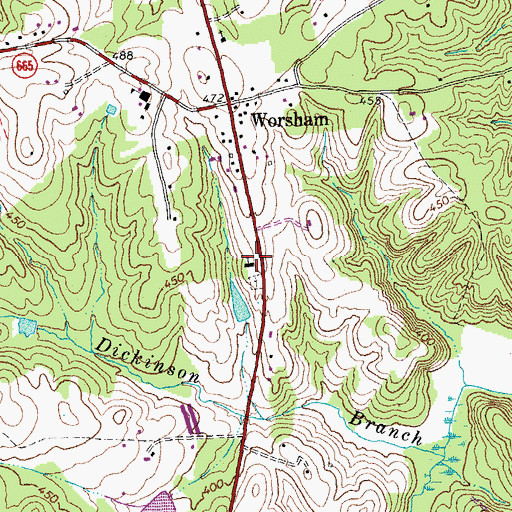 Topographic Map of Worsham Baptist Church, VA