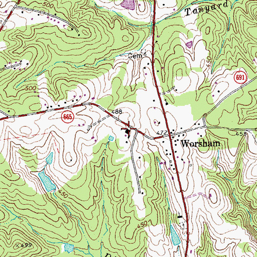 Topographic Map of Worsham High School (historical), VA