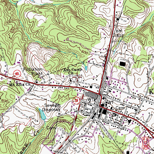 Topographic Map of Ash Camp Memorial Cemetery, VA