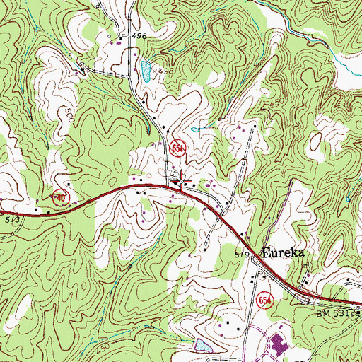 Topographic Map of Eureka Church, VA