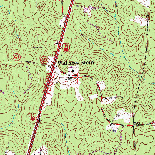 Topographic Map of Friendship Cemetery, VA