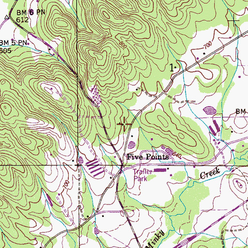 Topographic Map of Five Points School (historical), AL