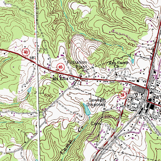 Topographic Map of Mount Ellis Cemetery, VA