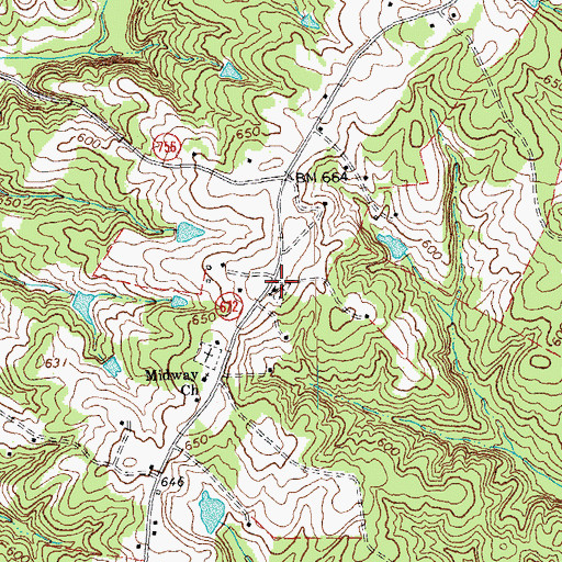 Topographic Map of Nazareth Church, VA