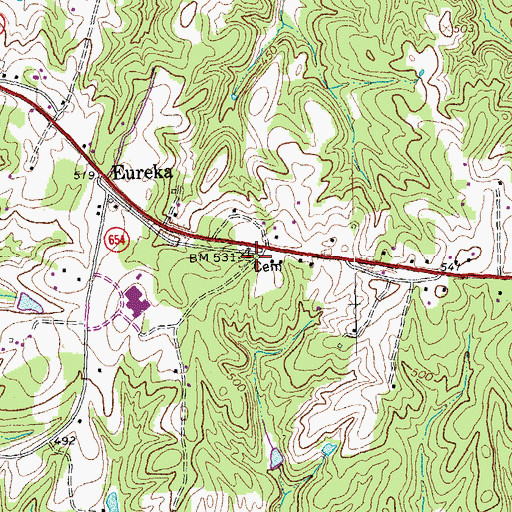 Topographic Map of New Eureka Church, VA