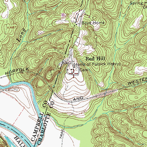Topographic Map of Patrick Henry Museum, VA