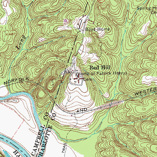Topographic Map of Patrick Henry National Memorial, VA
