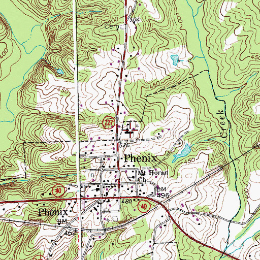 Topographic Map of Phenix Elementary School, VA