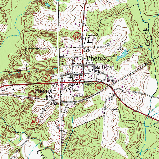 Topographic Map of Phenix Post Office, VA