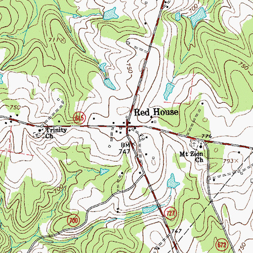 Topographic Map of Red House Post Office, VA