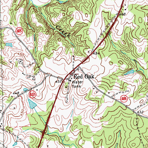 Topographic Map of Red Oak Post Office, VA