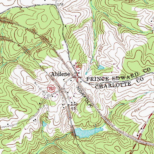 Topographic Map of Abilene, VA