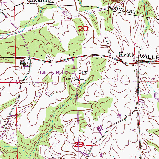 Topographic Map of Liberty Hill School (historical), AL