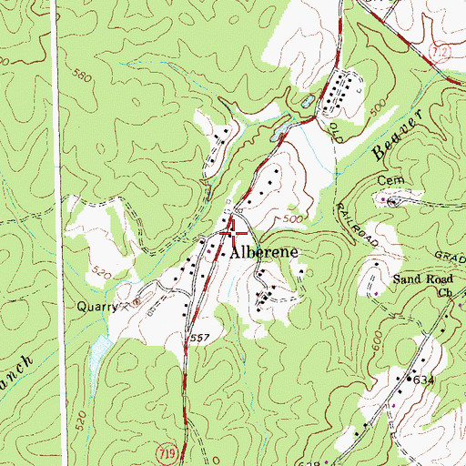 Topographic Map of Alberene, VA