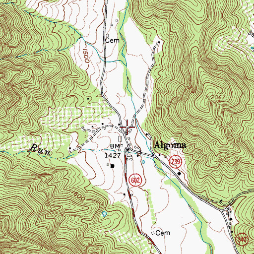 Topographic Map of Algoma, VA