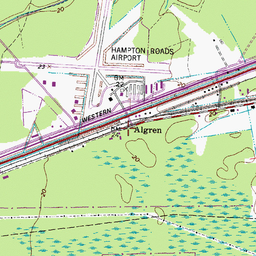 Topographic Map of Algren, VA