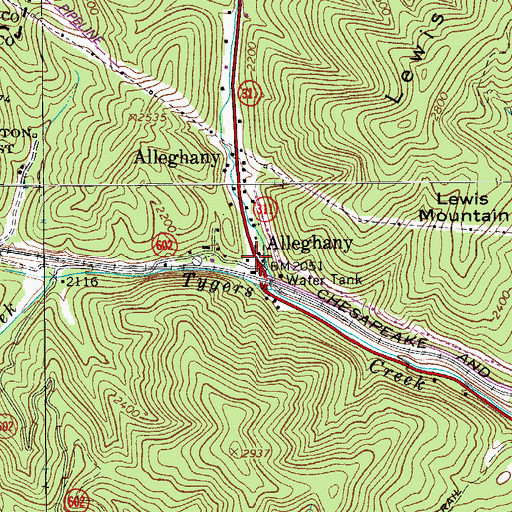 Topographic Map of Alleghany, VA