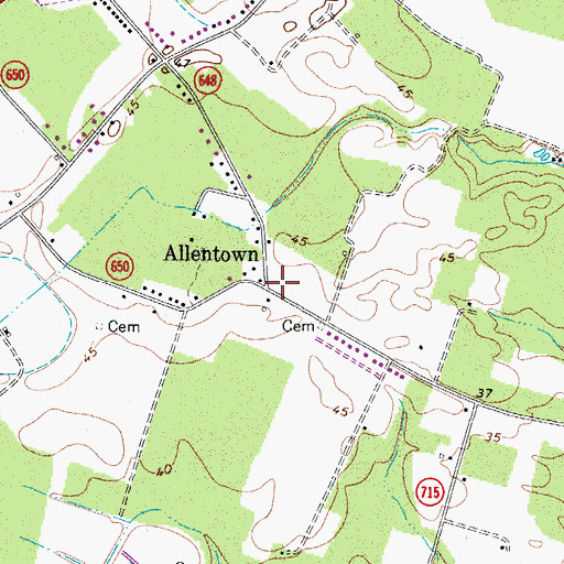 Topographic Map of Allentown, VA