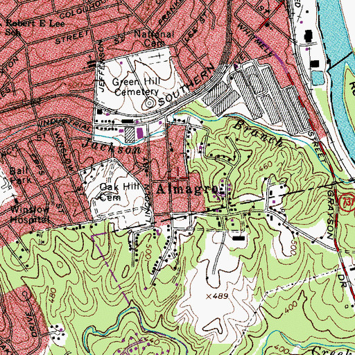Topographic Map of Almagro, VA