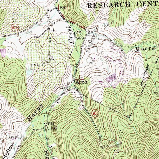 Topographic Map of Arco, VA