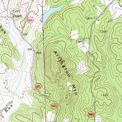 Topographic Map of Arrington Mountain, VA