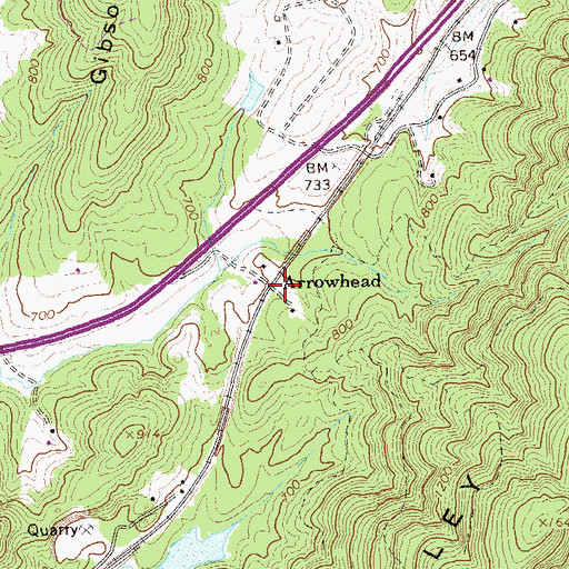 Topographic Map of Arrowhead, VA