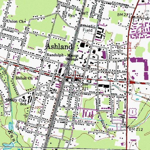 Topographic Map of Ashland, VA