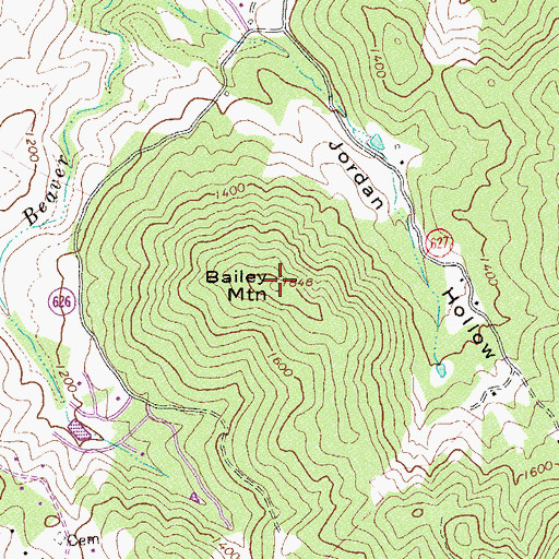 Topographic Map of Bailey Mountain, VA