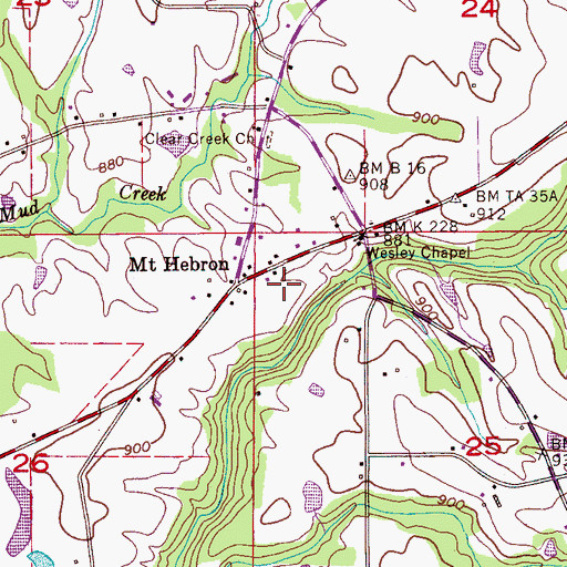 Topographic Map of Mount Hebron Grammar School (historical), AL