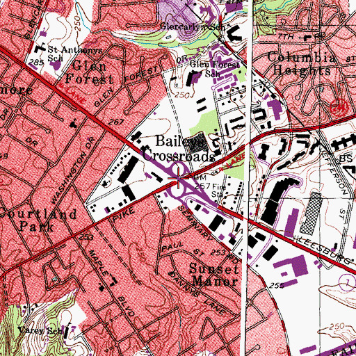 Topographic Map of Baileys Crossroads, VA