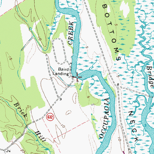 Topographic Map of Baird Landing, VA