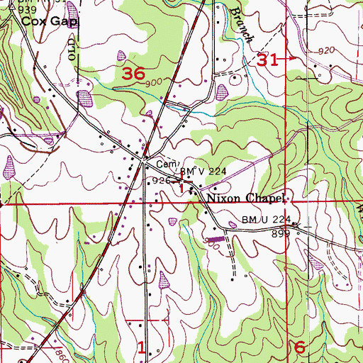 Topographic Map of Nixon Chapel School (historical), AL
