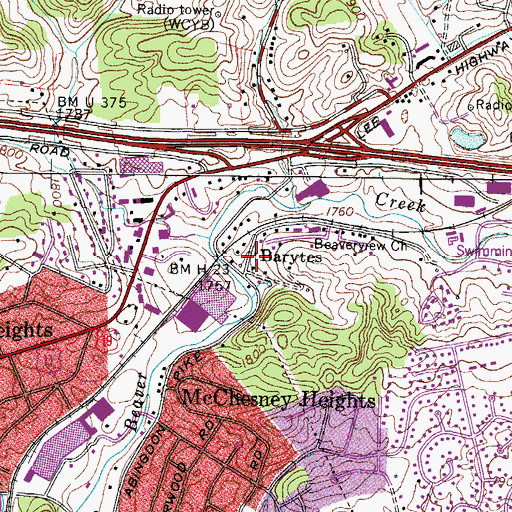 Topographic Map of Barytes, VA