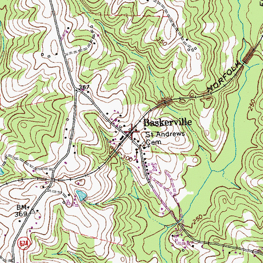 Topographic Map of Baskerville, VA