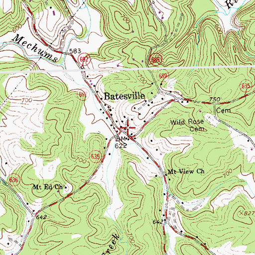 Topographic Map of Batesville, VA