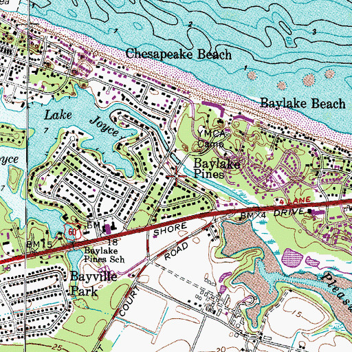 Topographic Map of Baylake Pines, VA