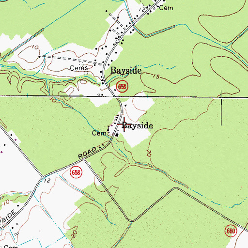 Topographic Map of Bayside, VA