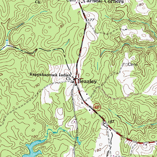 Topographic Map of Beazley, VA