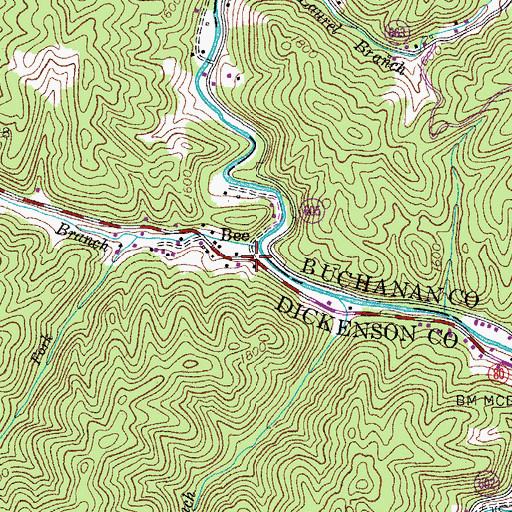 Topographic Map of Bee, VA